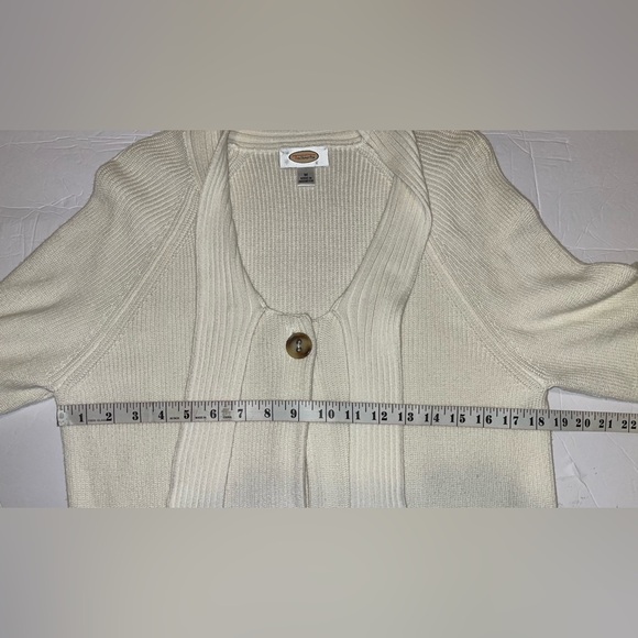 Talbots Cream Colored One Button Cardigan Sweater with Long Sleeves - Picture 7 of 11